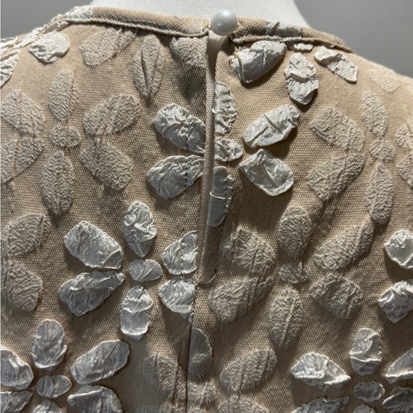 Elegant Beige Floral Puff Embroidered Top - Picture 4 of 9